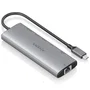 AISENS USB-C Dock 7 en 1 con HDMI 4K, RJ45, USB-A 10G, 2xUSB-C 10G y lectores de tarjetas, Gris